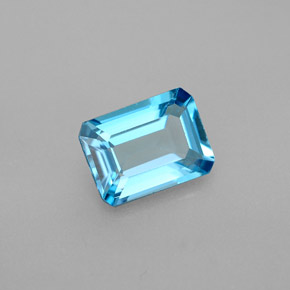 Topaze bleue naturelle taille émeraude, 1,73 ct, VS