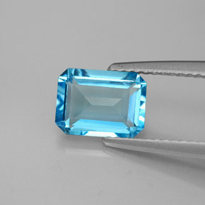 Topaze bleue naturelle taille émeraude, 2,05 ct, VS
