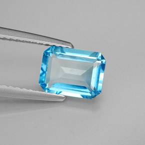 Topaze bleue naturelle taille émeraude, 2,05 ct, VS