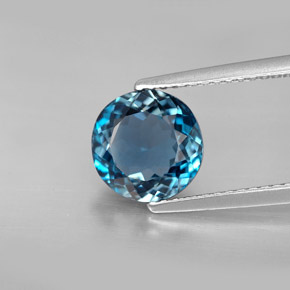 Topaze bleue naturelle coupe roude, 2,53 ct, VVS-VS