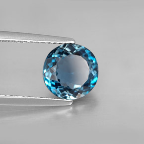 Topaze bleue naturelle coupe roude, 2,53 ct, VVS-VS