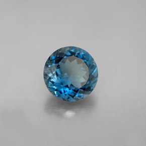 Topaze bleue naturelle coupe roude, 2,55 ct, VS-SI