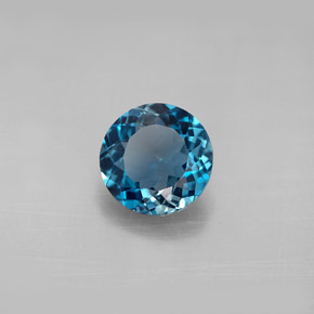 Topaze bleue naturelle coupe roude, 2,22 ct, VVS-VS