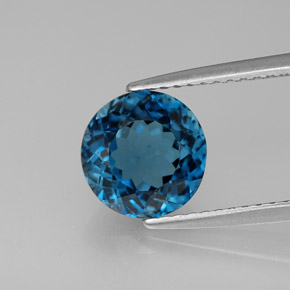 Topaze bleue naturelle coupe roude, 2,46 ct, VVS-VS
