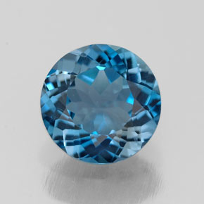 Topaze bleue naturelle coupe roude, 2,09 ct, VS