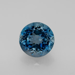 Topaze bleue naturelle coupe roude, 2,66 ct, VVS-VS