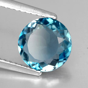 Topaze bleue naturelle coupe roude, 1,95 ct, VVS-VS