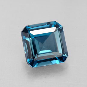 Topaze bleue naturelle taille émeraude, 2,06 ct, VVS-VS