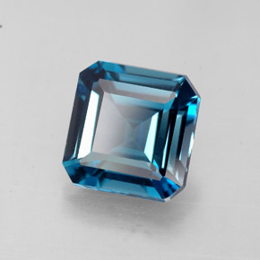 Topaze bleue naturelle taille émeraude, 2,06 ct, VVS-VS