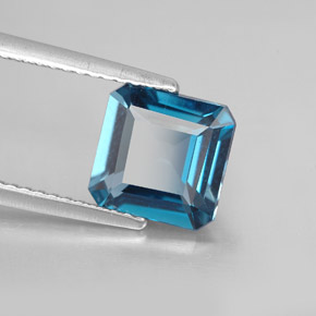 Topaze bleue naturelle taille émeraude, 2,40 ct, VVS-VS