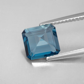 Topaze bleue naturelle taille émeraude, 2,40 ct, VVS-VS
