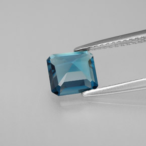 Topaze bleue naturelle taille émeraude, 1,45 ct, VS