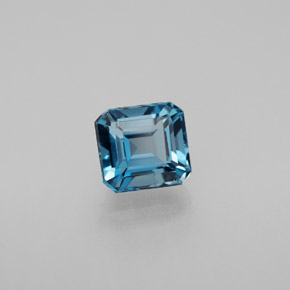 Topaze bleue naturelle taille émeraude, 1,85 ct, VVS-VS