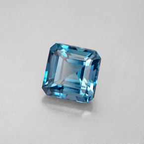 Topaze bleue naturelle taille émeraude, 2,42 ct, VS
