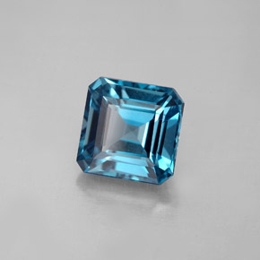 Topaze bleue naturelle taille émeraude, 2,53 ct, VS