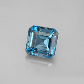 Topaze bleue naturelle taille émeraude, 2,16 ct, VVS-VS