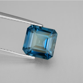 Topaze bleue naturelle taille émeraude, 2,80 ct, VVS-VS