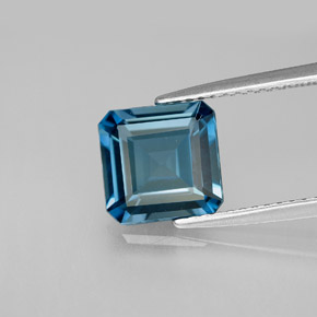 Topaze bleue naturelle taille émeraude, 2,58 ct, VS