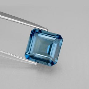 Topaze bleue naturelle taille émeraude, 2,58 ct, VS
