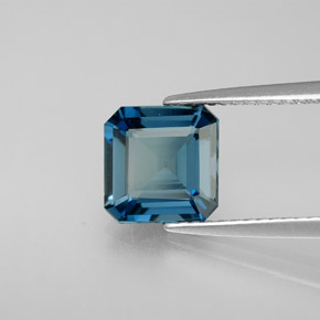 Topaze bleue naturelle taille émeraude, 2,37 ct, VVS-VS