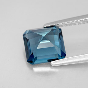 Topaze bleue naturelle taille émeraude, 2,16 ct, VVS-VS