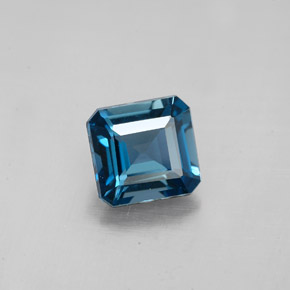 Topaze bleue naturelle taille émeraude, 1,90 ct, VVS-VS