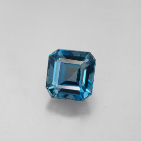 Topaze bleue naturelle taille émeraude, 2,15 ct, VVS-VS