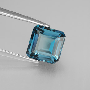 Topaze bleue naturelle taille émeraude, 2,46 ct, VVS-VS