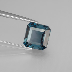Topaze bleue naturelle taille émeraude, 1,72 ct, VVS-VS