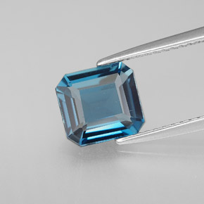 Topaze bleue naturelle taille émeraude, 1,98 ct, VVS-VS