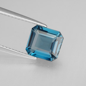 Topaze bleue naturelle taille émeraude, 1,98 ct, VVS-VS