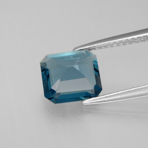 Topaze bleue naturelle taille émeraude, 1,98 ct, VVS-VS