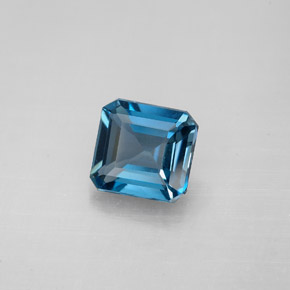 Topaze bleue naturelle taille émeraude, 1,60 ct, VVS-VS