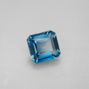 Topaze bleue naturelle taille émeraude, 1,60 ct, VVS-VS
