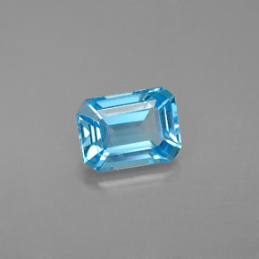 Topaze bleue naturelle taille émeraude, 1,90 ct, VS