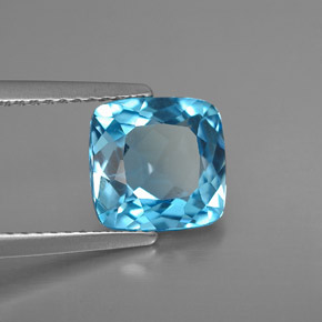 Topaze bleue naturelle coupe coussin, 2,86 ct, VS