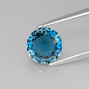 Topaze bleue naturelle coupe roude, 2,41 ct, VS
