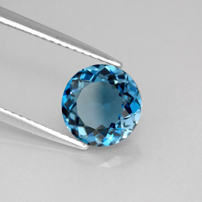 Topaze bleue naturelle coupe roude, 2,41 ct, VS