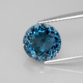 Topaze bleue naturelle coupe roude, 2,68 ct, VS
