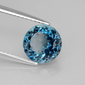 Topaze bleue naturelle coupe roude, 2,68 ct, VS