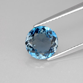 Topaze bleue naturelle coupe roude, 2,36 ct, VS
