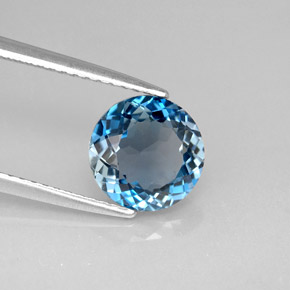 Topaze bleue naturelle coupe roude, 2,36 ct, VS