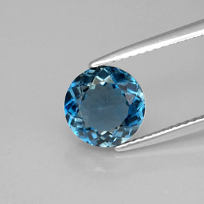 Topaze bleue naturelle coupe roude, 2,17 ct, VS