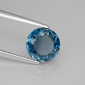 Topaze bleue naturelle coupe roude, 2,17 ct, VS