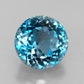 Topaze bleue naturelle coupe roude, 3,10 ct, VVS-VS