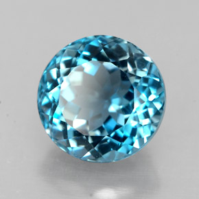 Topaze bleue naturelle coupe roude, 3,10 ct, VVS-VS