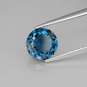 Topaze bleue naturelle coupe roude, 2,23 ct, VVS-VS