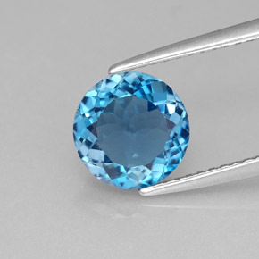 Topaze bleue naturelle coupe roude, 2,23 ct, VVS-VS