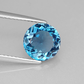 Topaze bleue naturelle coupe roude, 2,23 ct, VVS-VS