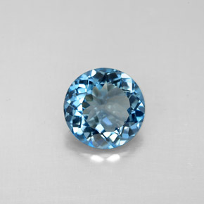 Topaze bleue naturelle coupe roude, 2,39 ct, VS